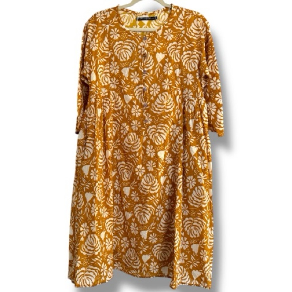 Gudrun Sjoden Hedda Organic Cotton Dress Lagenlook Size XS NWT